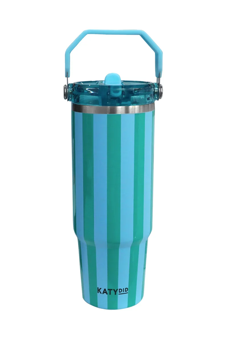 Aqua and Green Striped 30 Oz Cabana Tumbler - Image 2