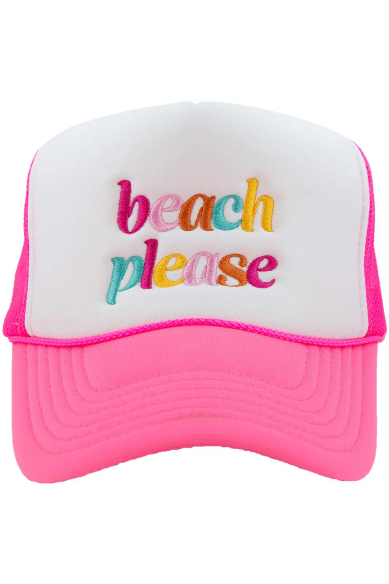 Beach Please (LOWER CASE) Foam Trucker Hat - Image 3