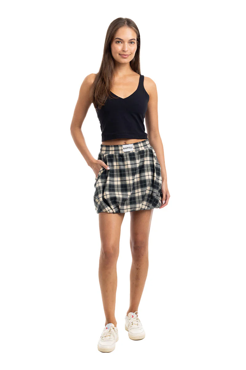 Black Autumn Plaid Skirt with Shorts - Image 2