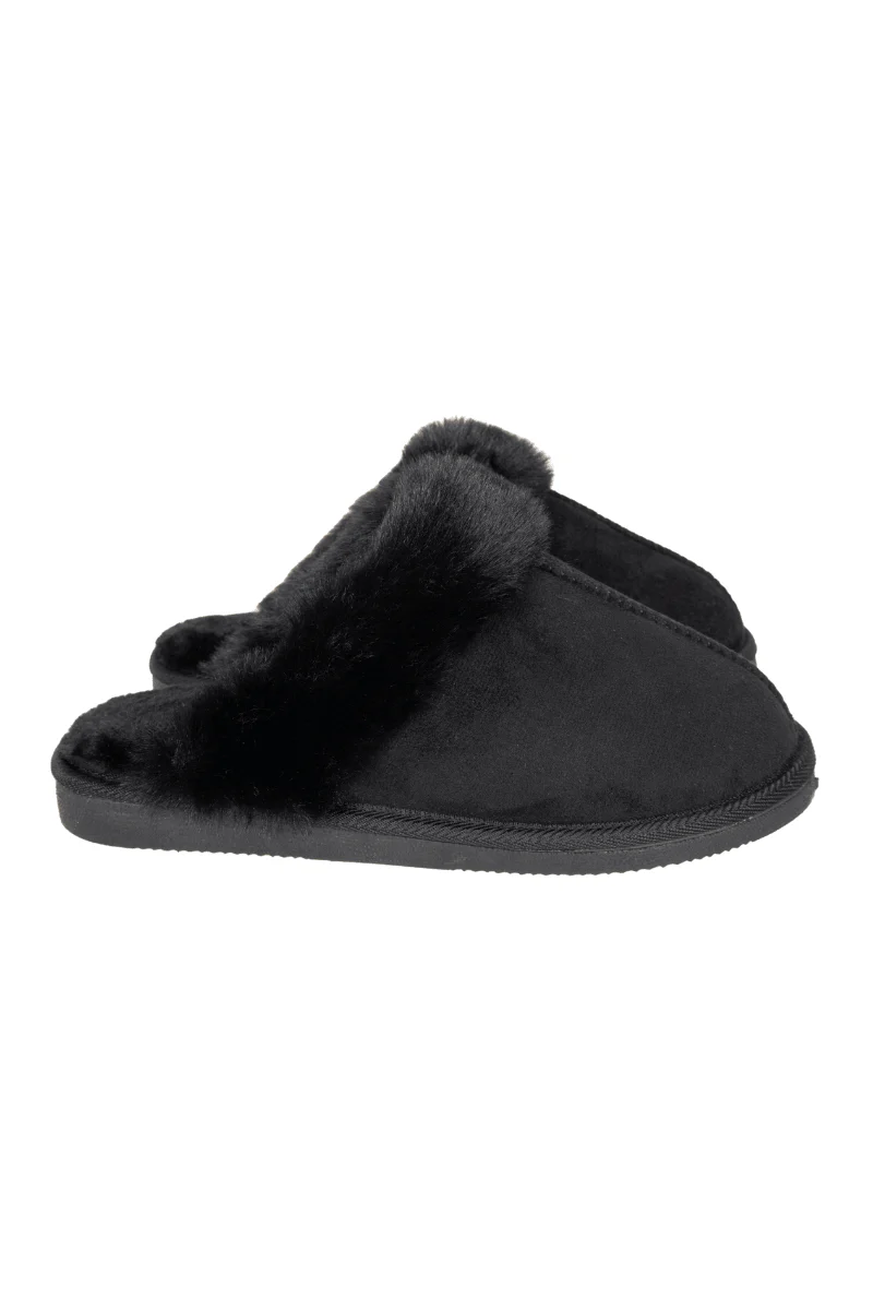 Black Faux Fur Cozy Slippers - Image 5