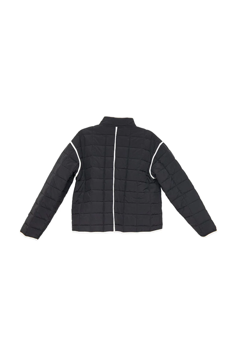 Black Ladies Quilted Trim Jacket - Image 4