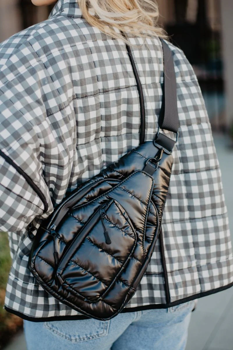 Black Metallic Sling Bag Women - Image 2