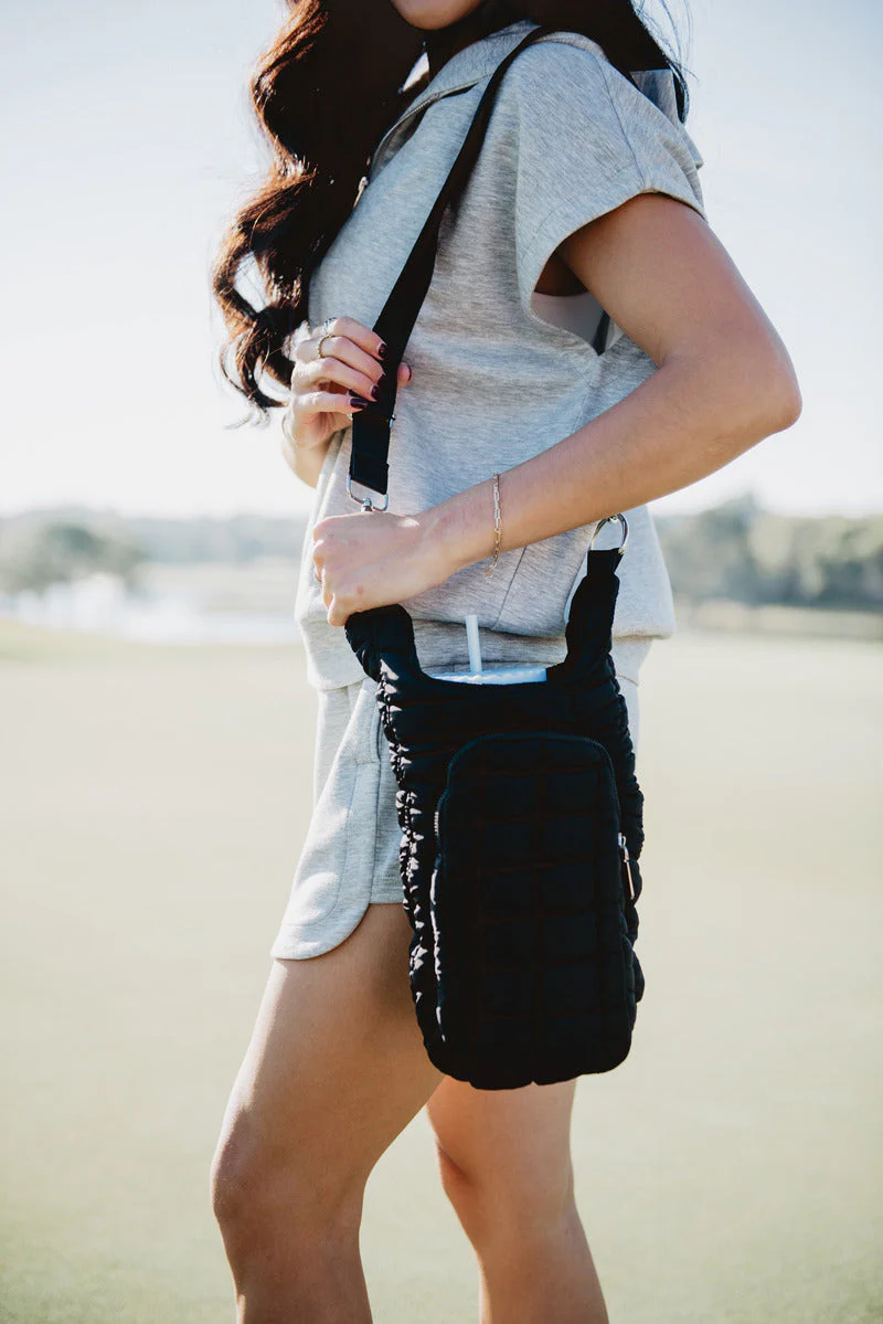 Black Puffer Water Bottle Carrier Bag - Image 2