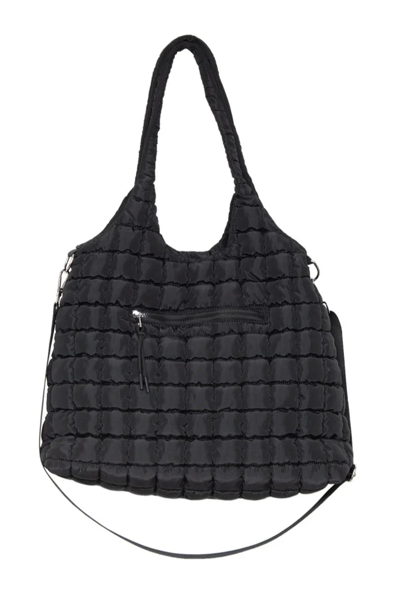 Black Rectangular Puffer Tote Bag - Image 6