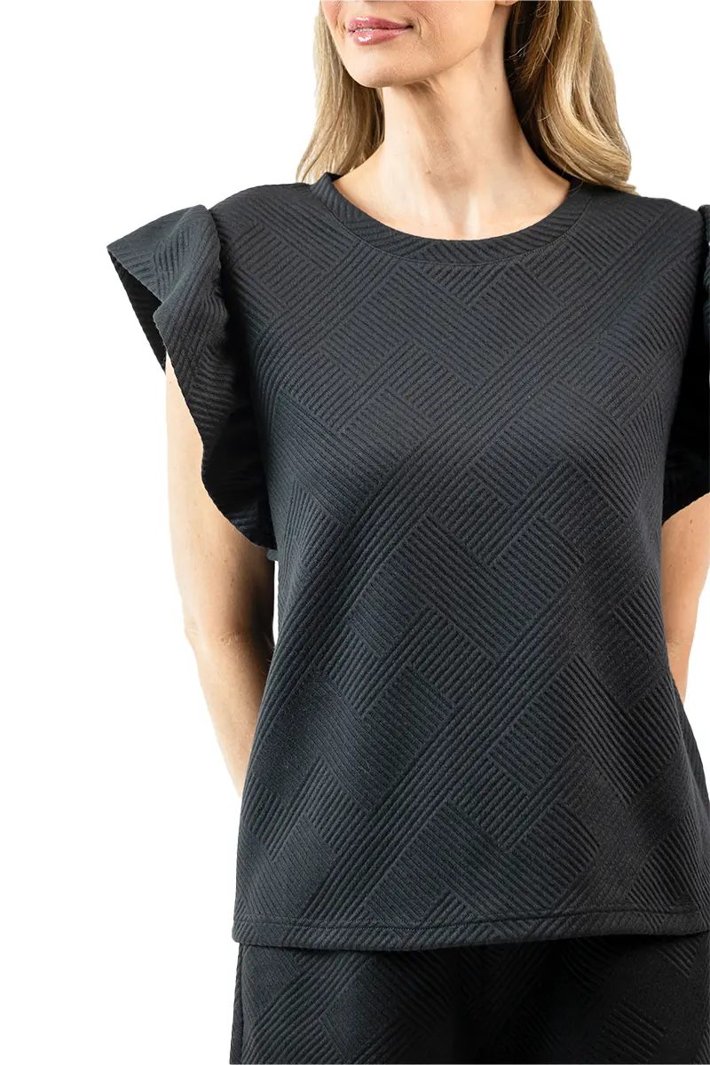 Black Ruffle Top Two Piece Clothing Set for Women - Image 5