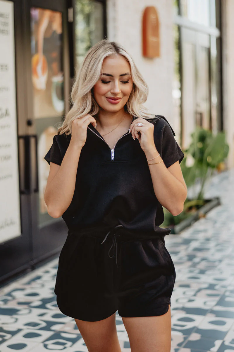 Black Athleisure Short Set