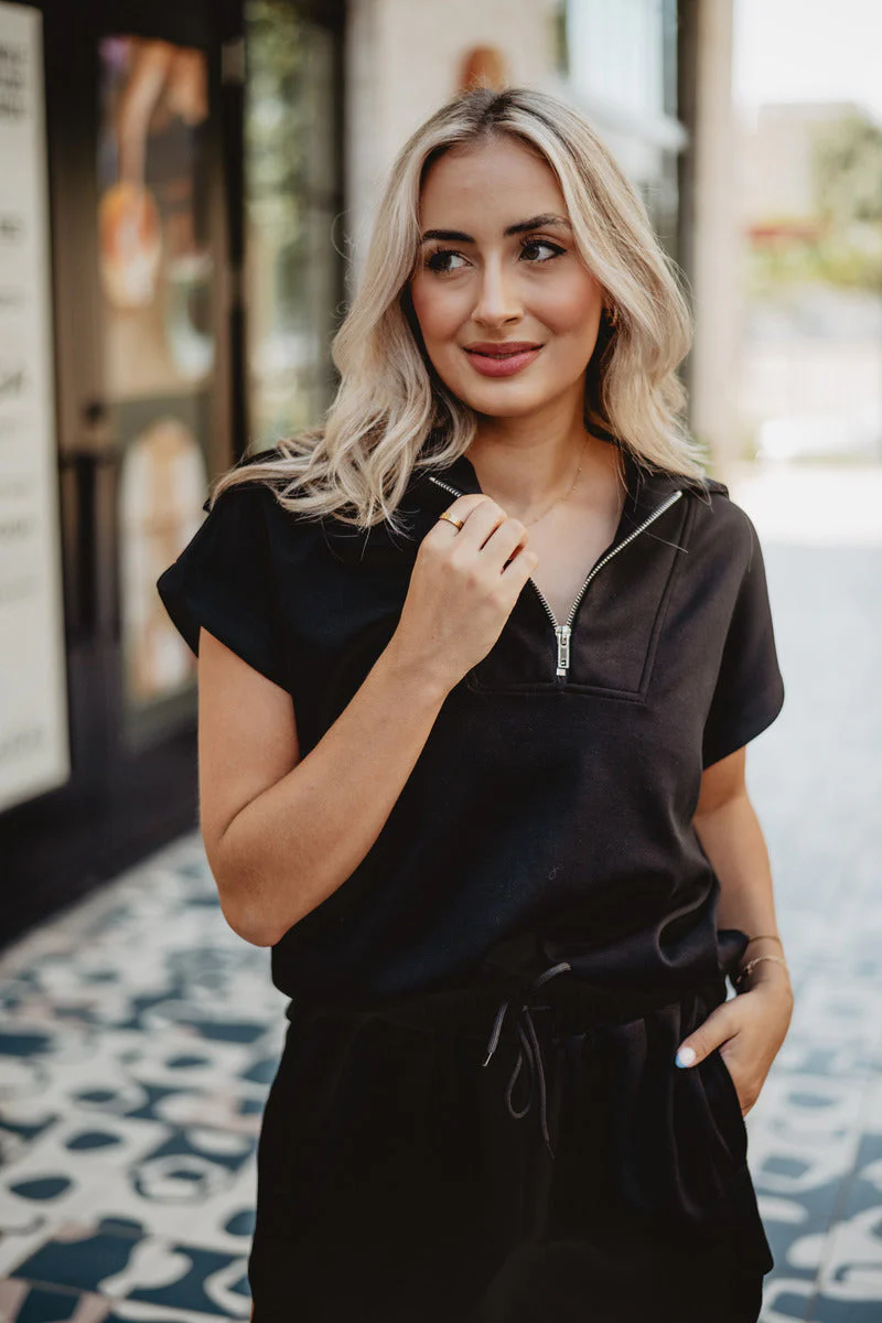 Black Athleisure Short Set - Image 2