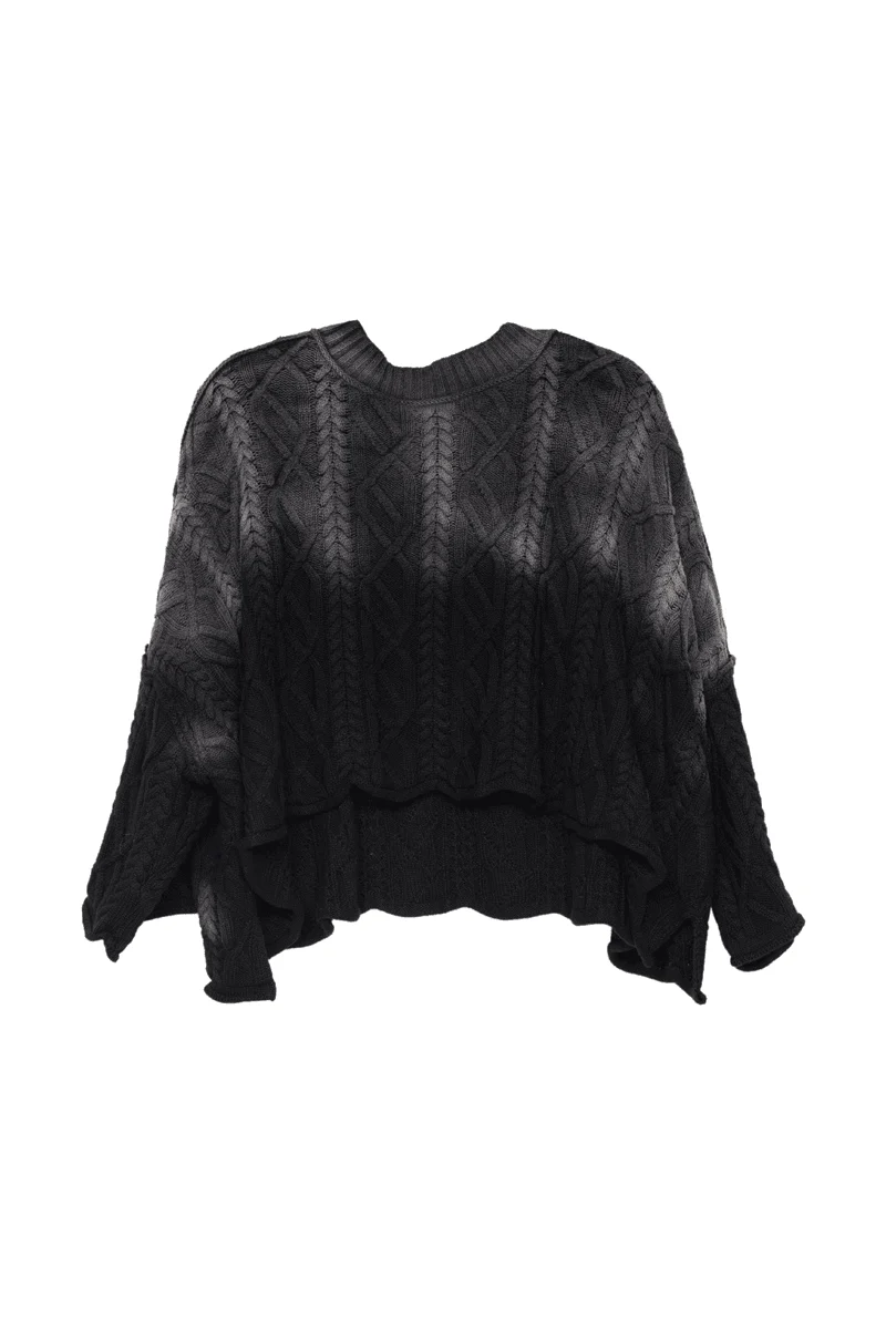Black Slouchy Oversized Knit Fall Sweater - Image 3