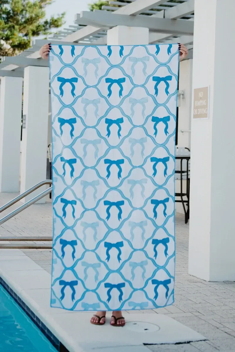 Blue Bow Quick Dry Reversible Pool Towel