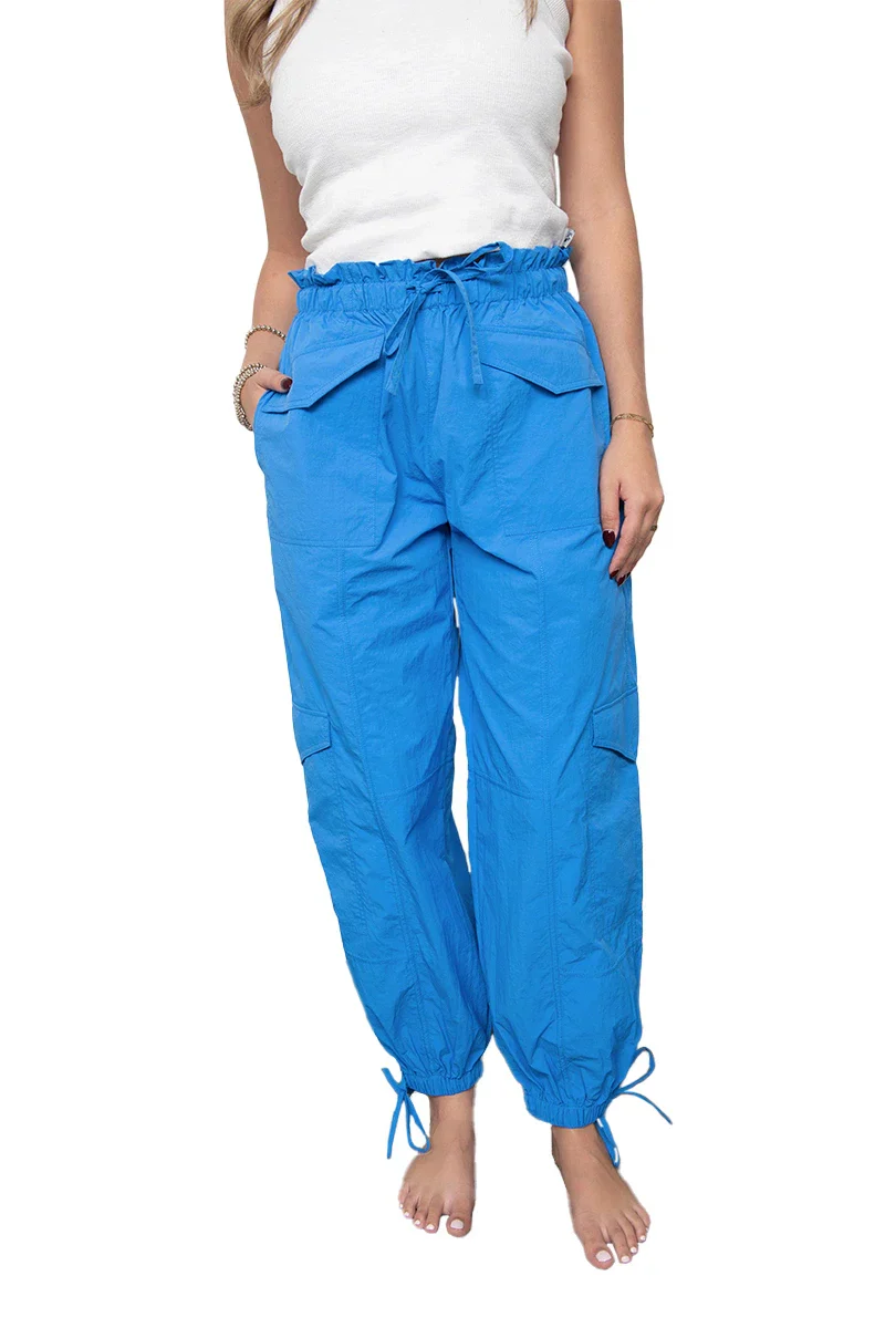 Blue Cargo Parachute Pants - Image 2