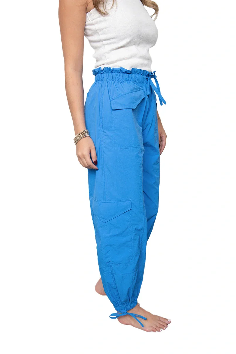 Blue Cargo Parachute Pants - Image 4
