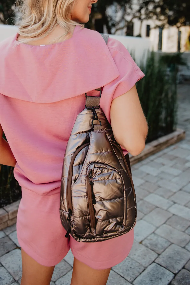 Bronze Metallic Crossbody Sling Bag - Image 2