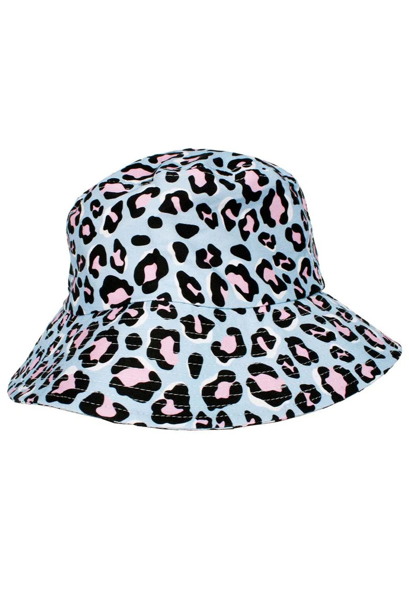 Blue Leopard Print Bucket Hats - Image 2