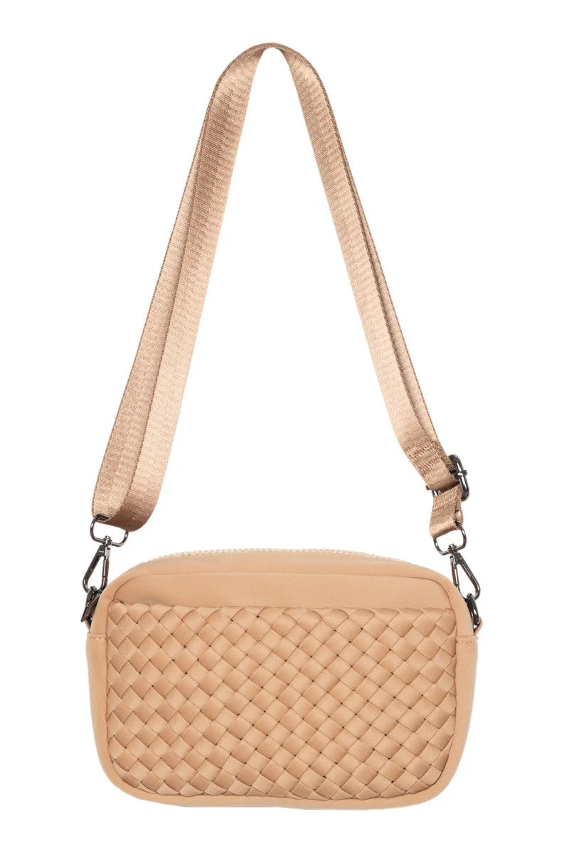 Camel Woven Crossbody Bags Women - Image 3