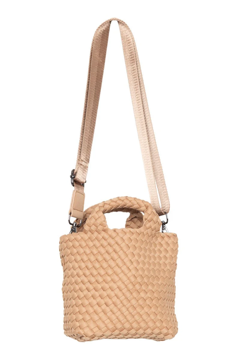 Camel Woven Mini Bucket Bag - Image 3