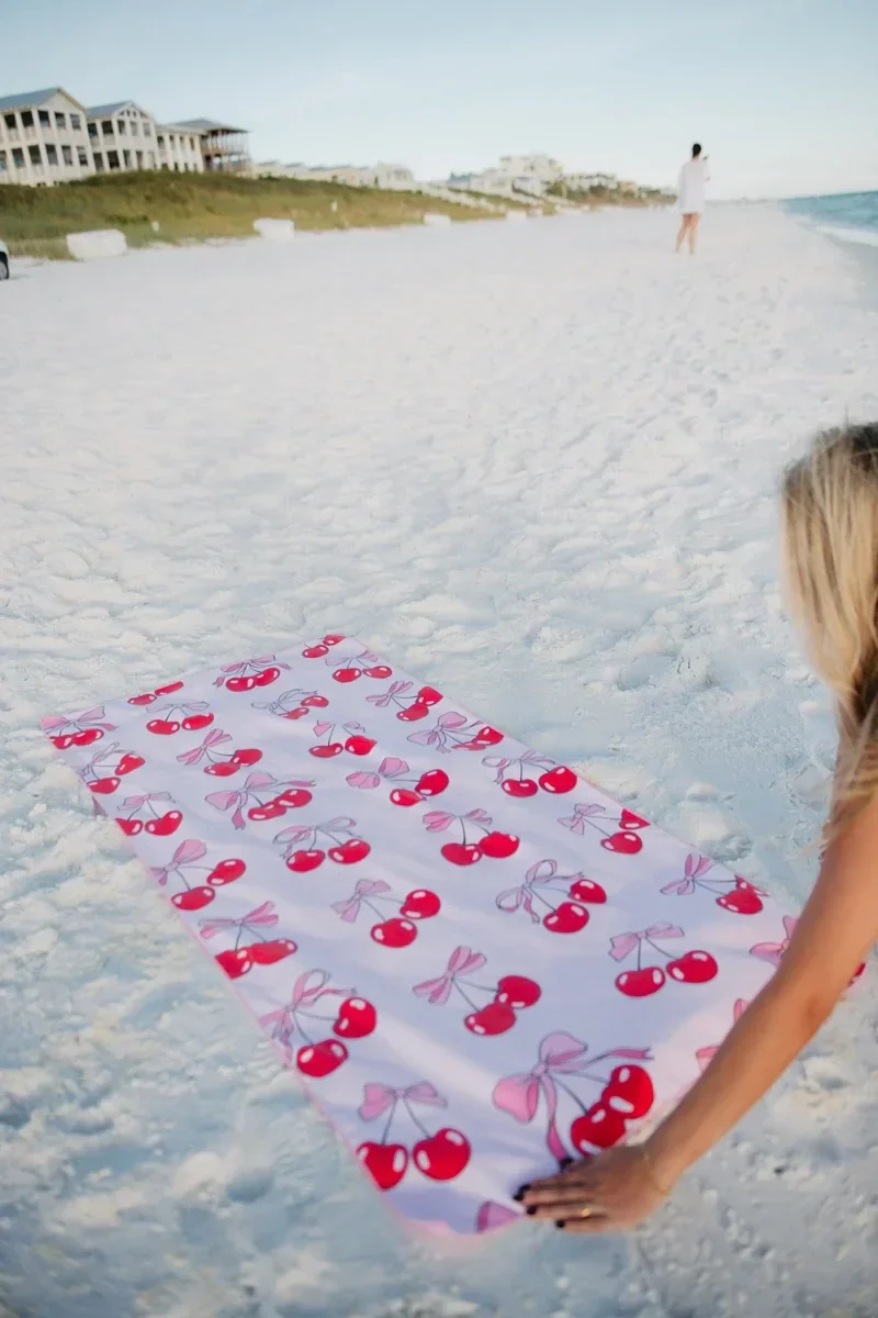 Cherry and Bow Microfiber Reversible Beach Towel - Image 2