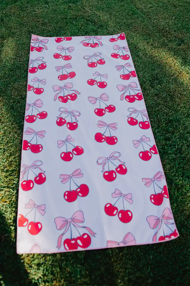 Cherry and Bow Microfiber Reversible Beach Towel - Image 5