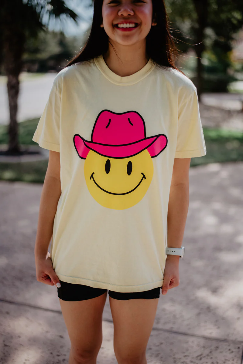 Cowboy Happy Face Western Graphic Tee - Image 3