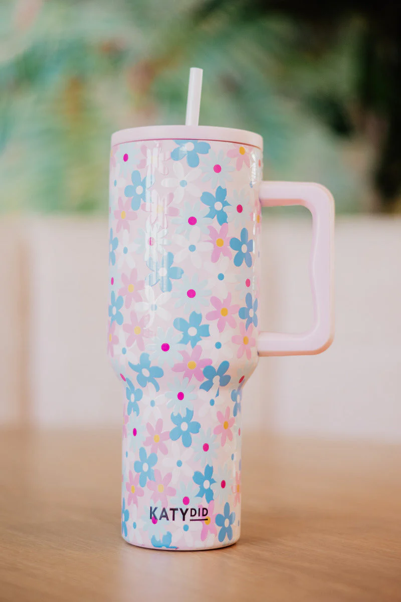 Dainty Florals Pink 38 Oz Tumbler Cup - Image 3
