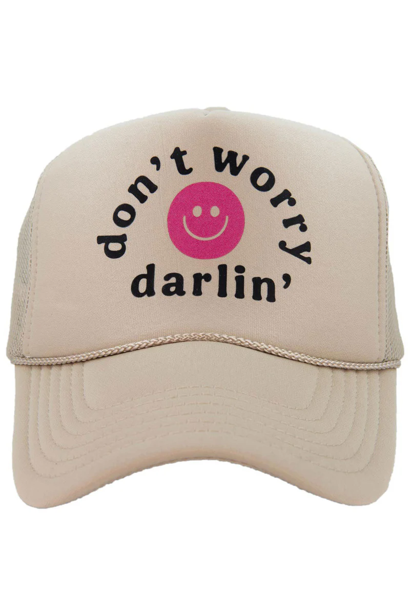 Don't Worry Darlin' Happy Face Foam Snapback Hat - Image 5