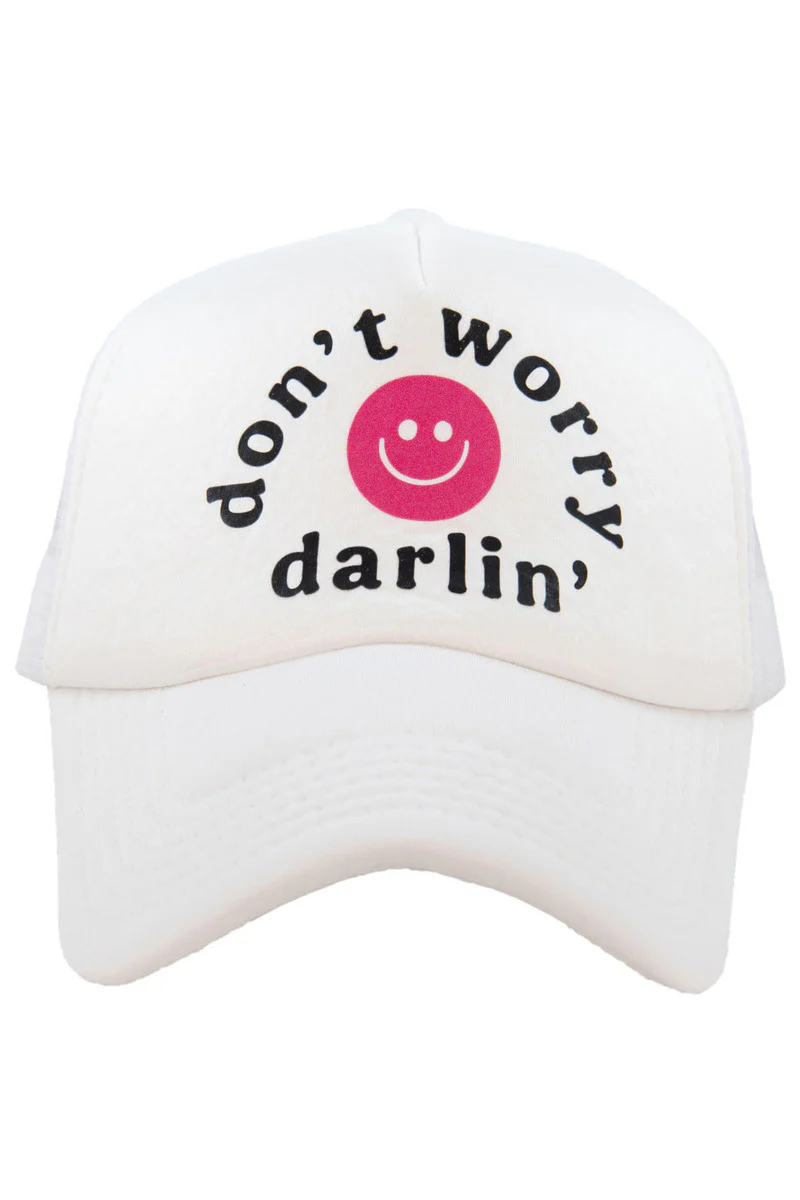 Don't Worry Darlin' Happy Face Foam Snapback Hat - Image 6