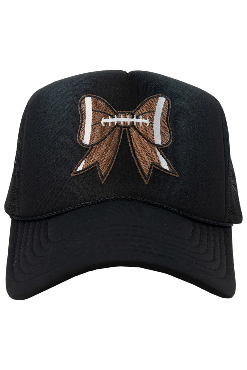 Football Bow Coquette Patch Women's Foam Trucker Hat - Image 3