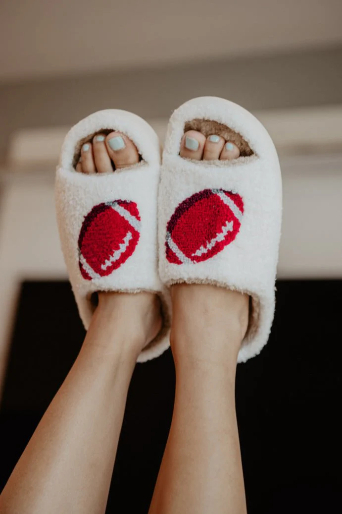 Football Fuzzy Open Toed Slippers - Image 2