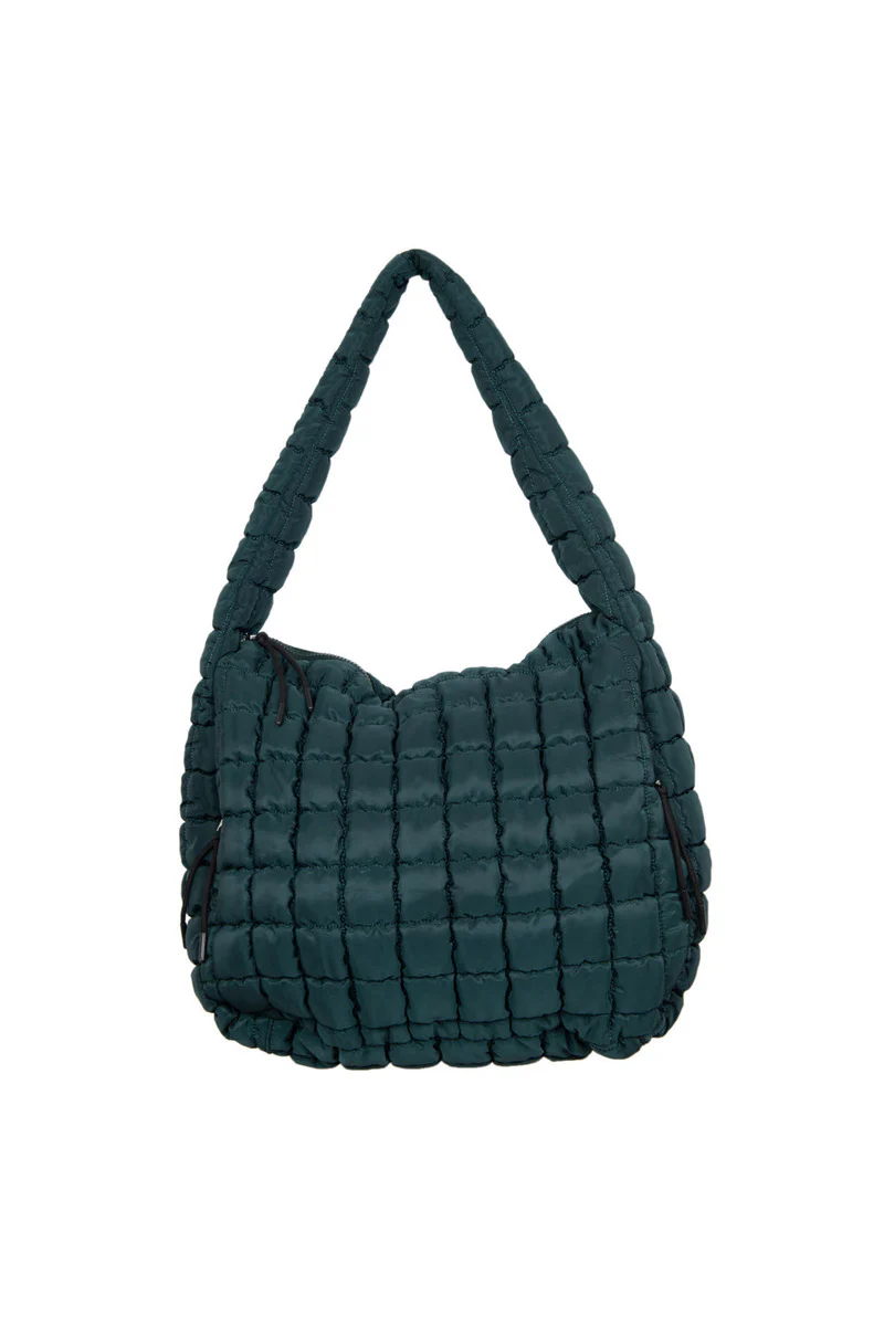 Forest Green Quilted Puffer Tote Bag - Image 4
