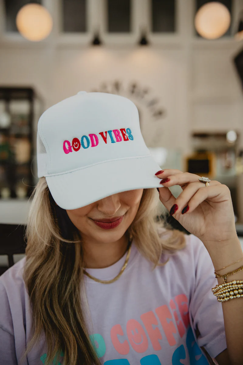 Happy Good Vibes Foam Trucker Hat - Image 2