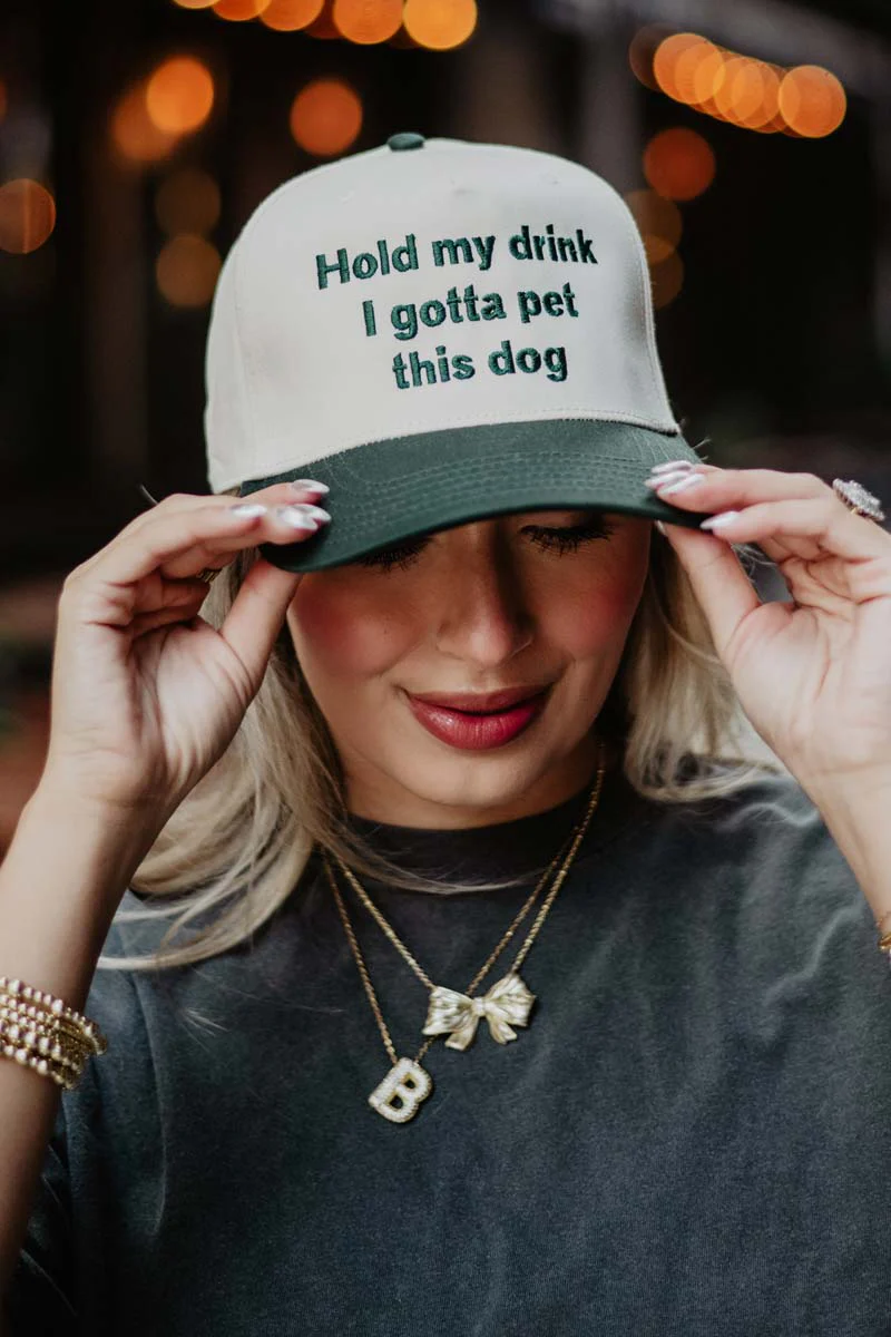 Hold My Drink I Gotta Pet This Dog Vintage Hat - Image 5