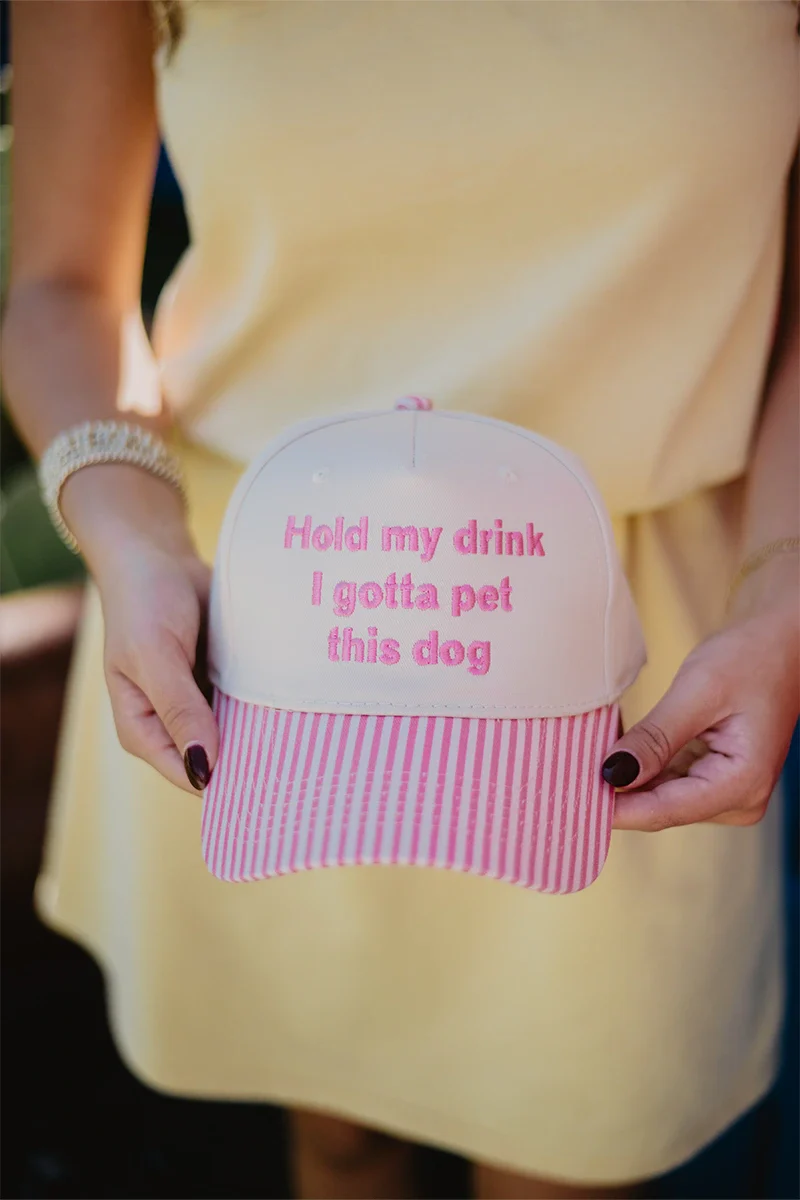 Hold My Drink I Gotta Pet This Dog Vintage Hat - Image 9