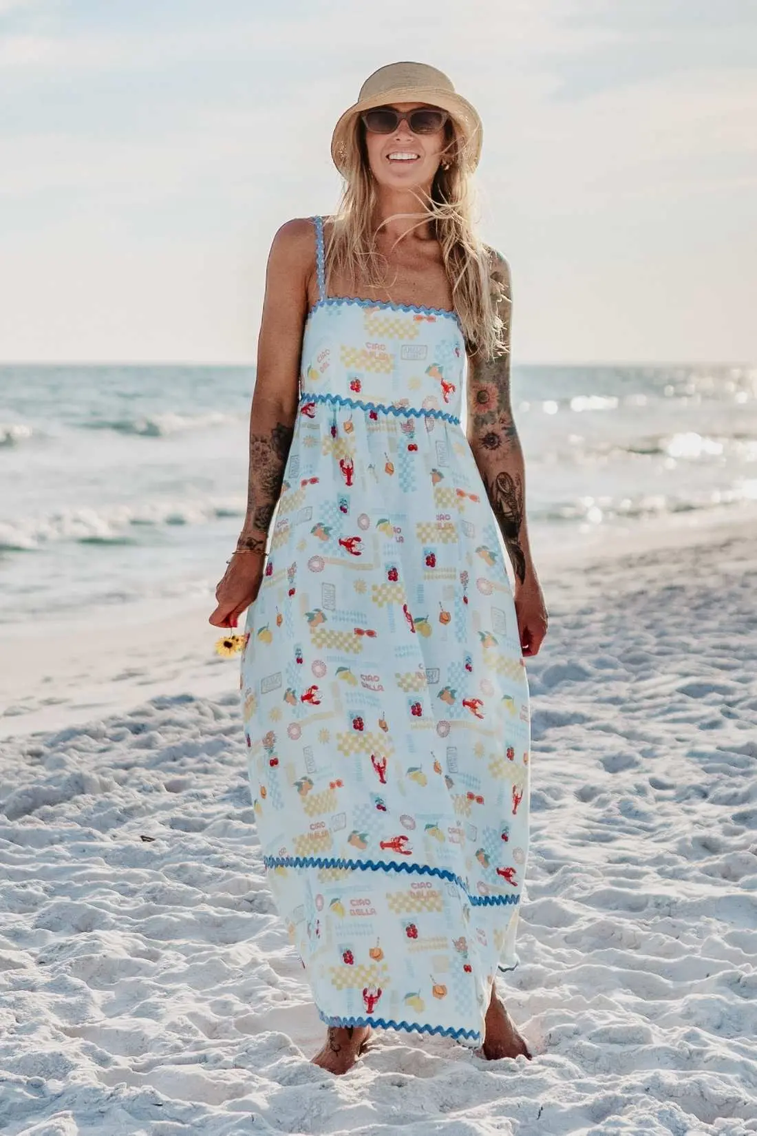Italian Summer (Light Blue) Linen Maxi Dress - Image 2