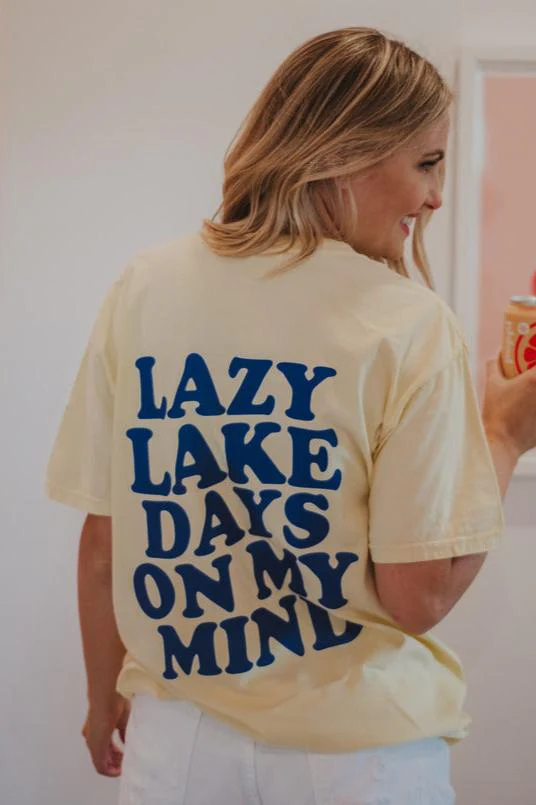 Lazy Lake Days On My Mind Large Print Graphic Tee - Image 2