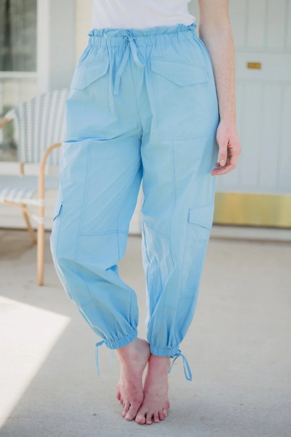 Light Blue Cargo Parachute Pants