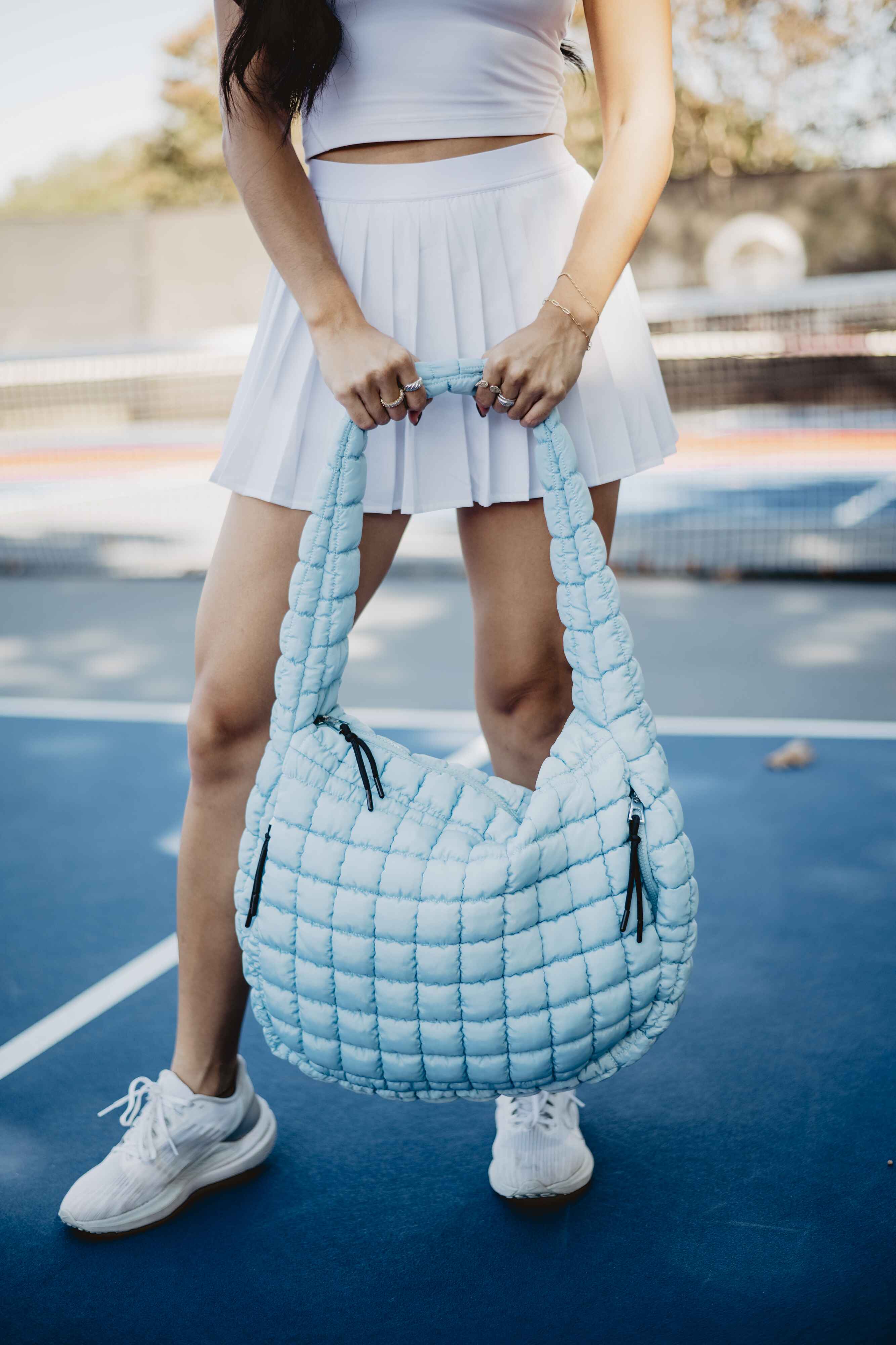 Light Blue Quilted Women's Tote Bag - Image 2