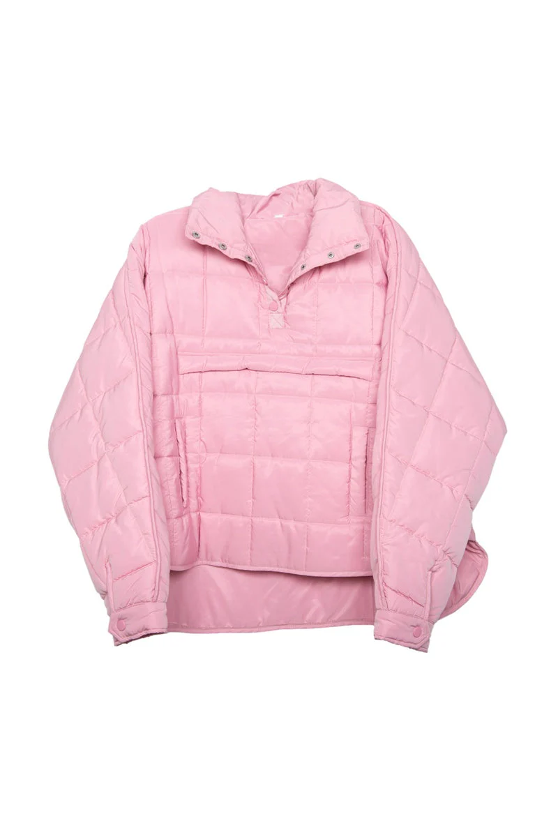 Light Pink Puffer Pullover Jacket - Image 3