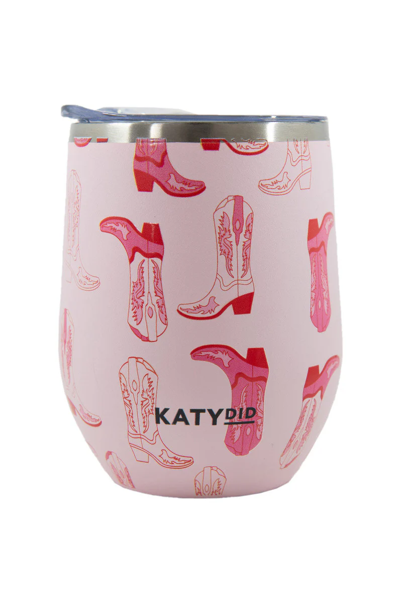 Light Pink Western Boots 12 Oz WINE TUMBLER Cup - Image 2