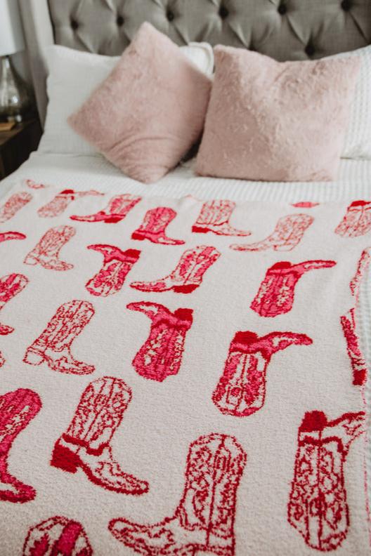 Light Pink Western Boots Comfy Throw Blanket - Image 3