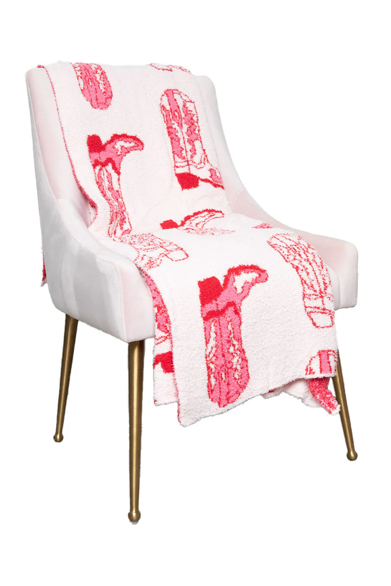 Light Pink Western Boots Comfy Throw Blanket - Image 5