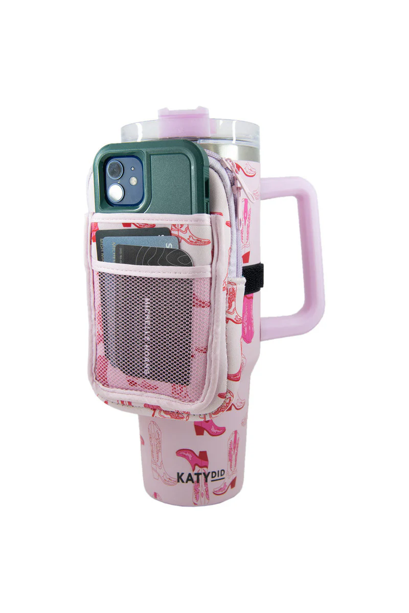 Light Pink Western Boots Tumbler Zipper Pouch