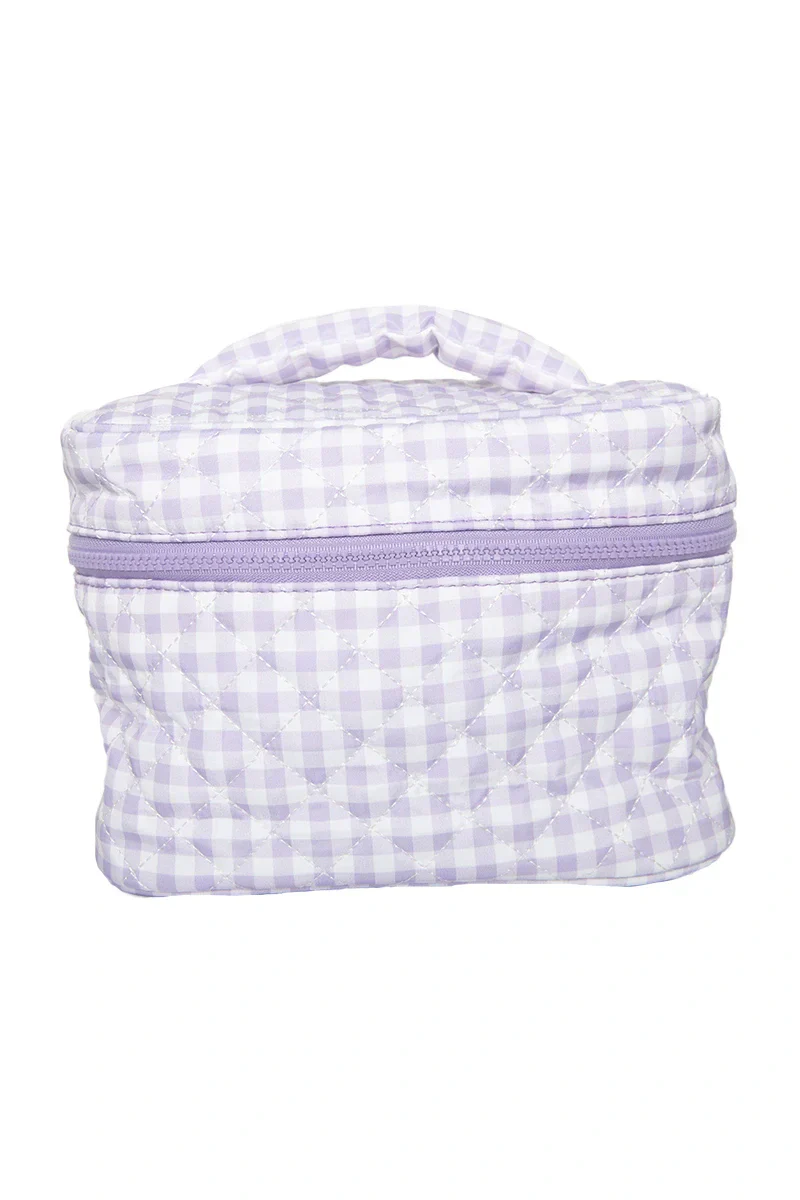 Light Purple Plaid Makeup Bag Travel - Image 2
