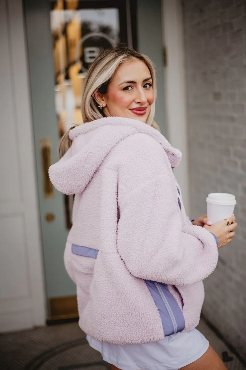 Light Purple Two-Toned Sherpa Fleece Pullover - Image 2