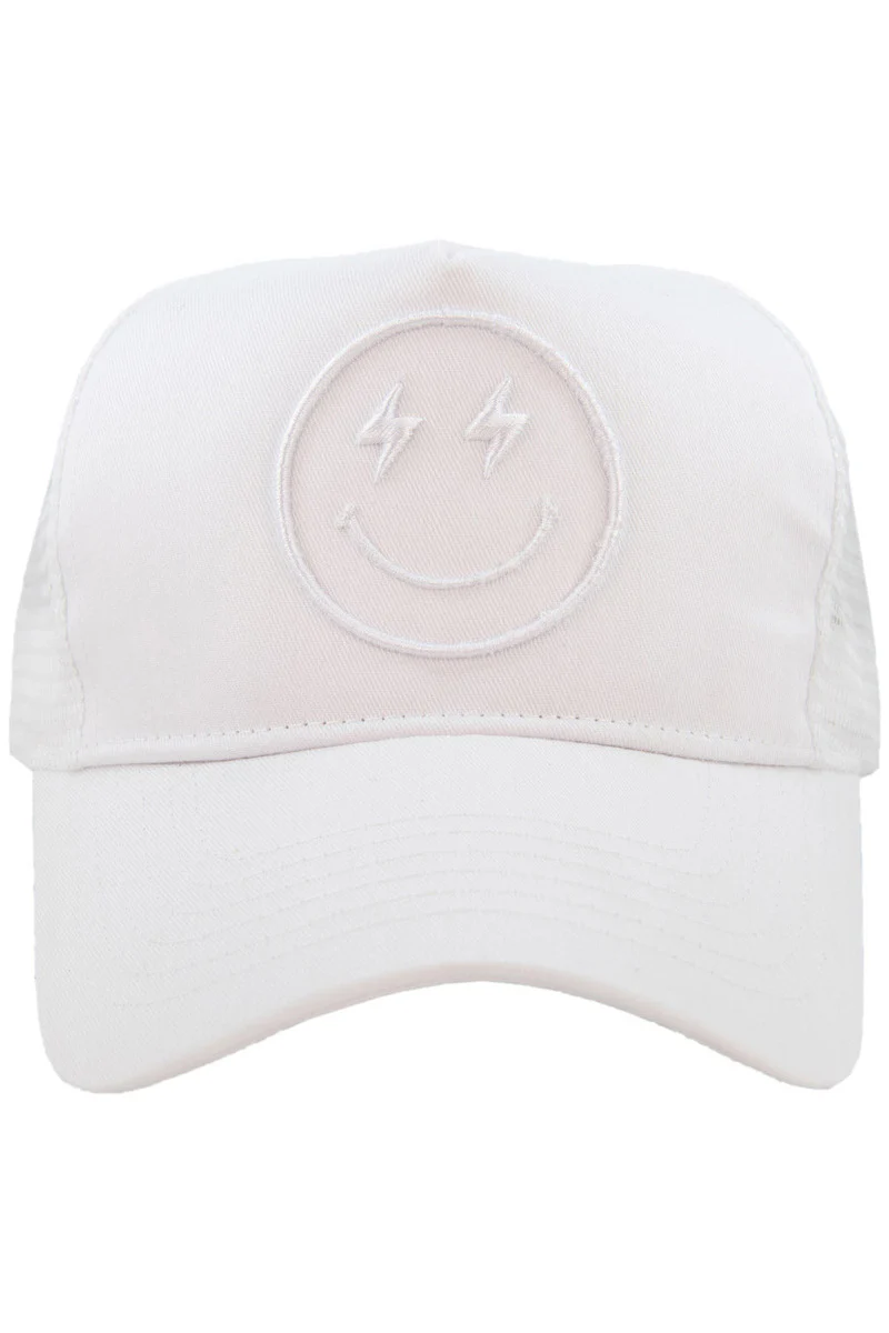 Lightning Happy Face 3-D Embroidered Trucker Hat - Image 2