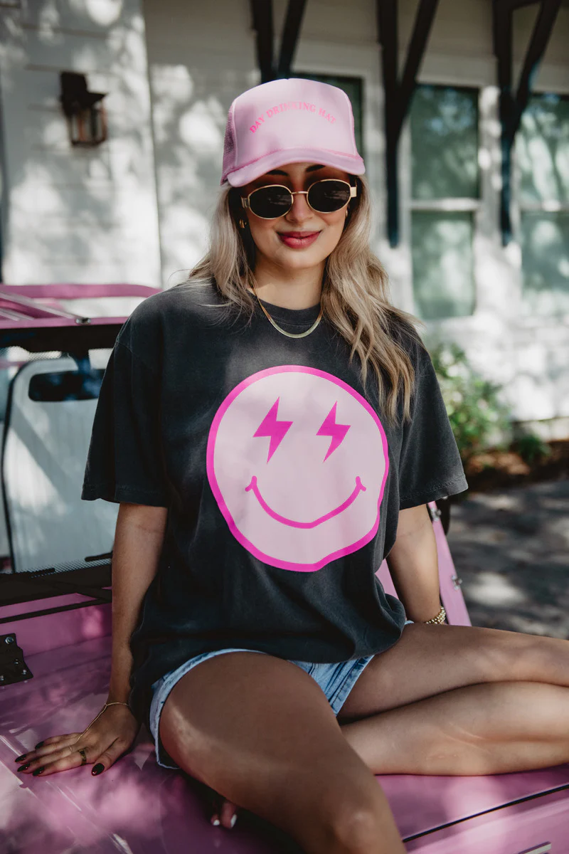 Lightning Happy Face Screen Print Shirt