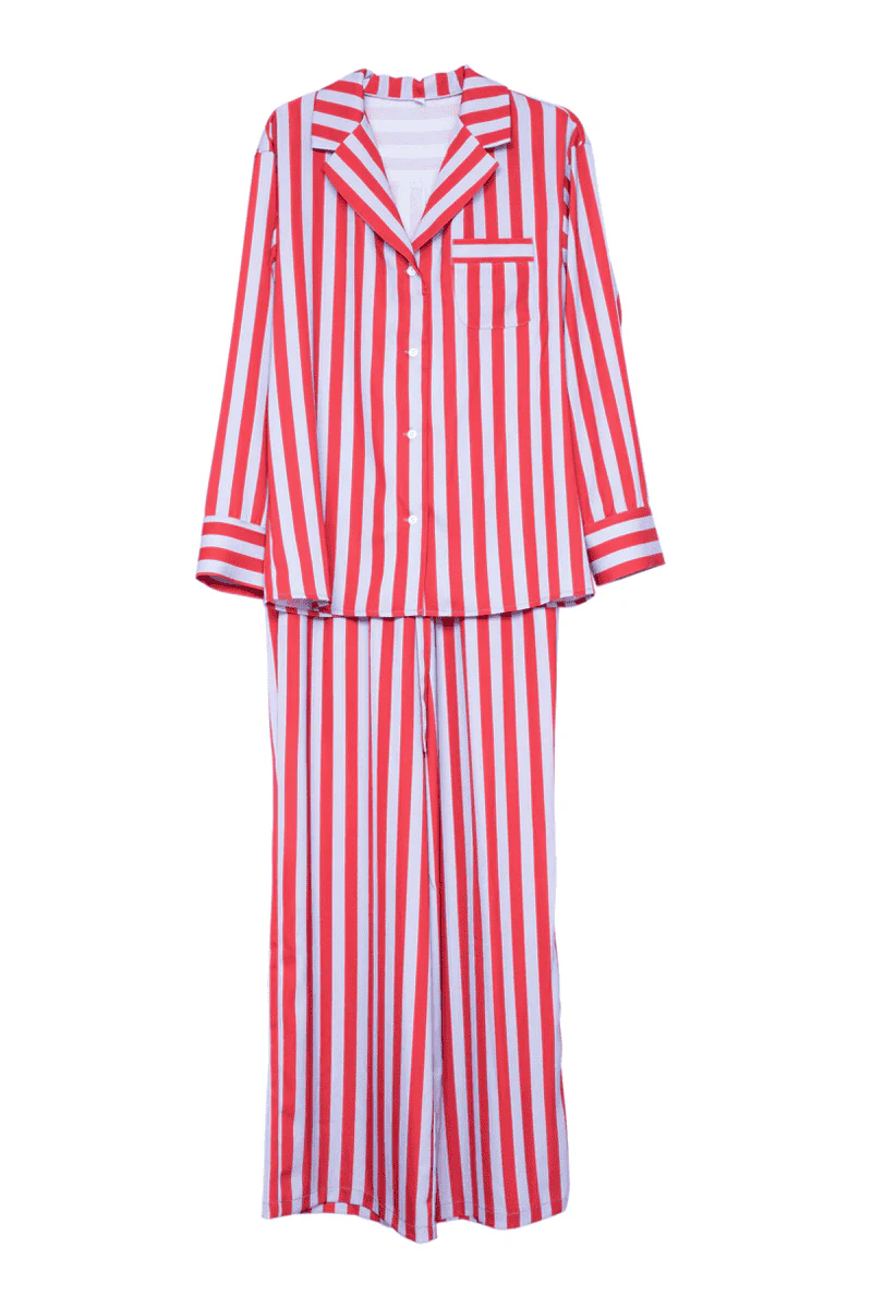 Lilac Striped Satin PJ Sets Women - Image 3
