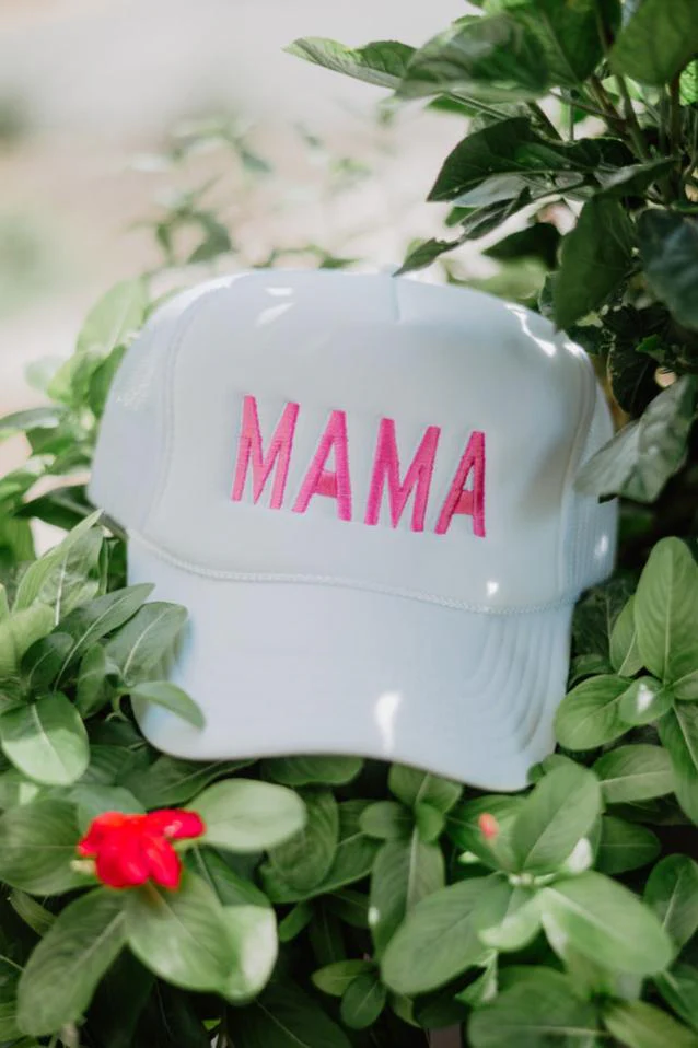 MAMA (Pink and White) Foam Snapback Hat - Image 2