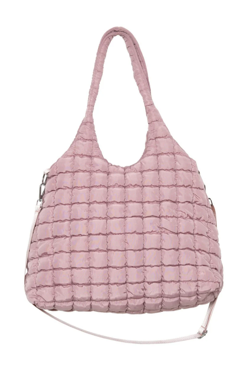 Mauve Rectangular Quilted Puffer Bag - Image 2