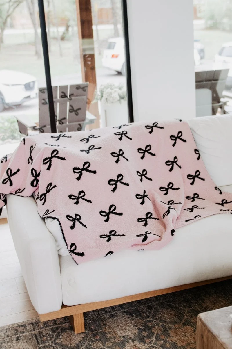 Mini Black Bows Double Sided Knit Blanket