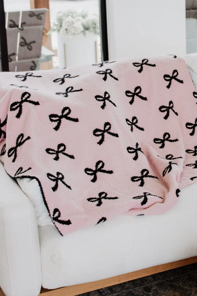 Mini Black Bows Double Sided Knit Blanket - Image 3