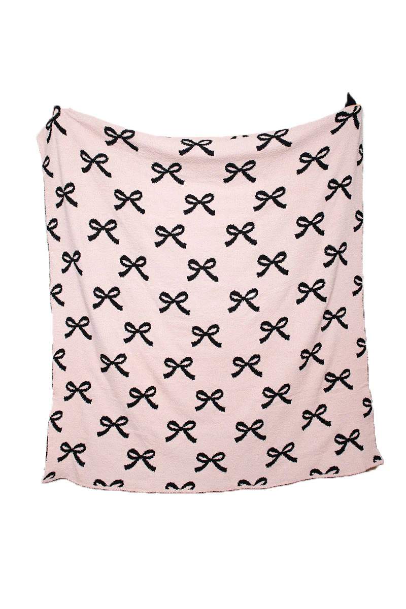 Mini Black Bows Double Sided Knit Blanket - Image 7